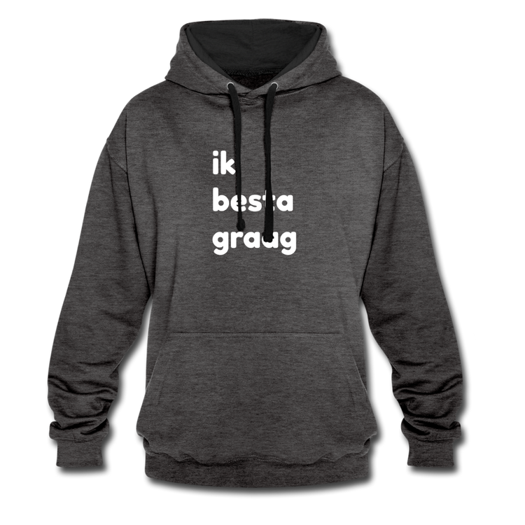 ik besta graag - Contrast Colour Hoodie (unisex) - antraciet/zwart