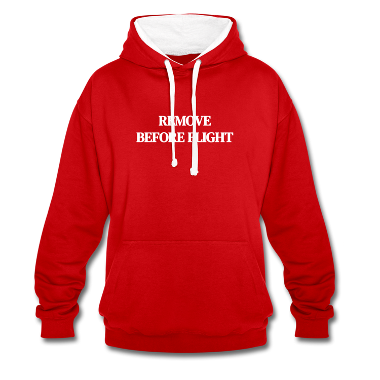 remove before flight - Contrast Colour Hoodie (unisex) - rood/wit