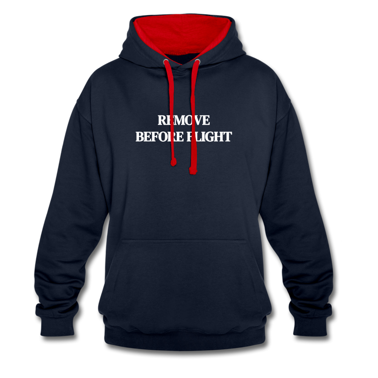 remove before flight - Contrast Colour Hoodie (unisex) - navy/rood
