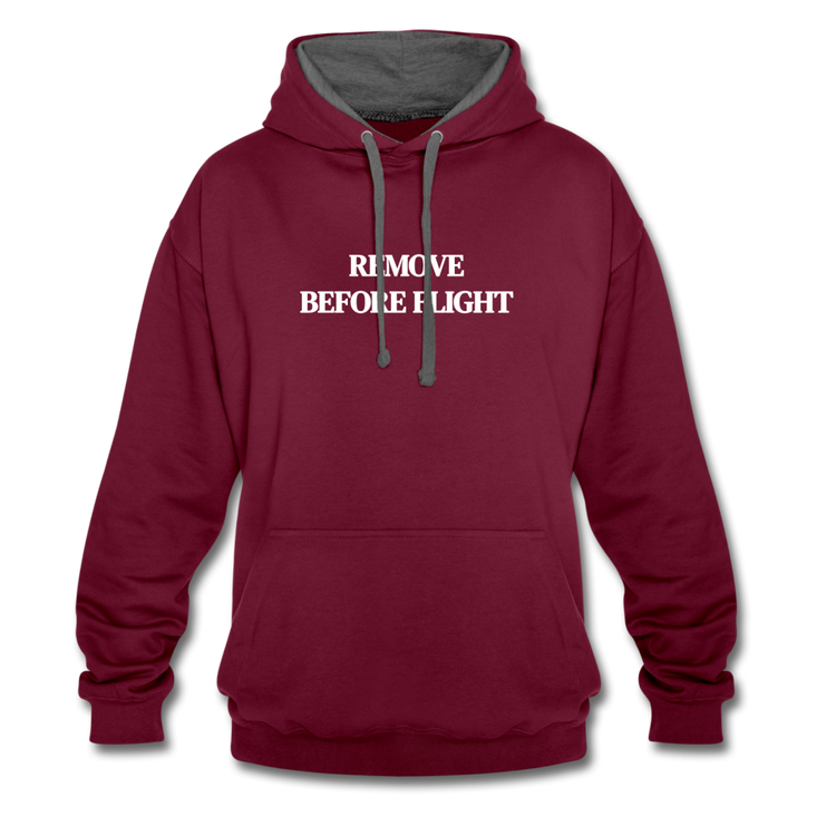 remove before flight - Contrast Colour Hoodie (unisex) - wijnrood/antraciet