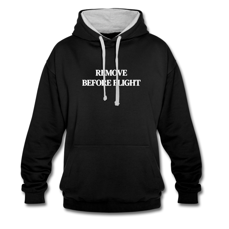 remove before flight - Contrast Colour Hoodie (unisex) - zwart/grijs gemêleerd