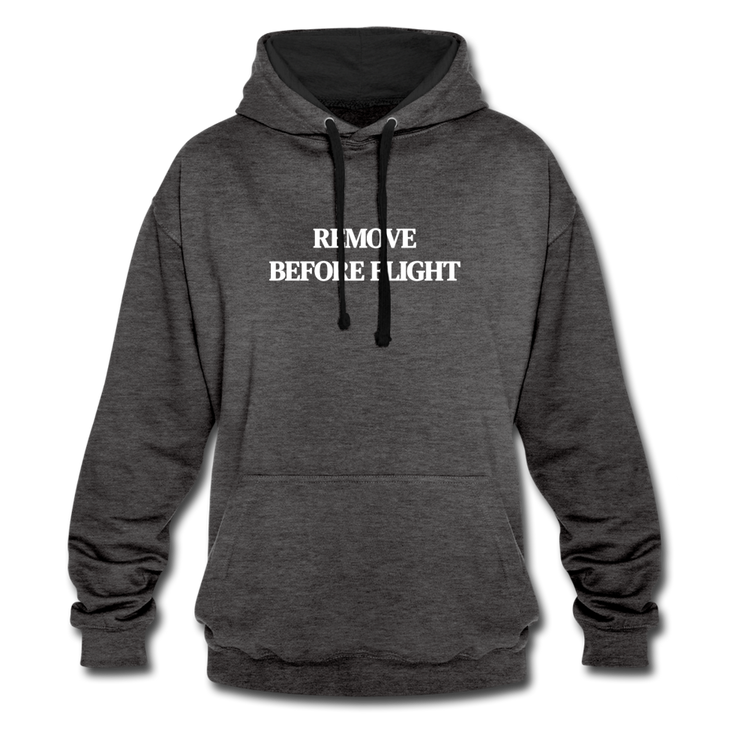 remove before flight - Contrast Colour Hoodie (unisex) - antraciet/zwart