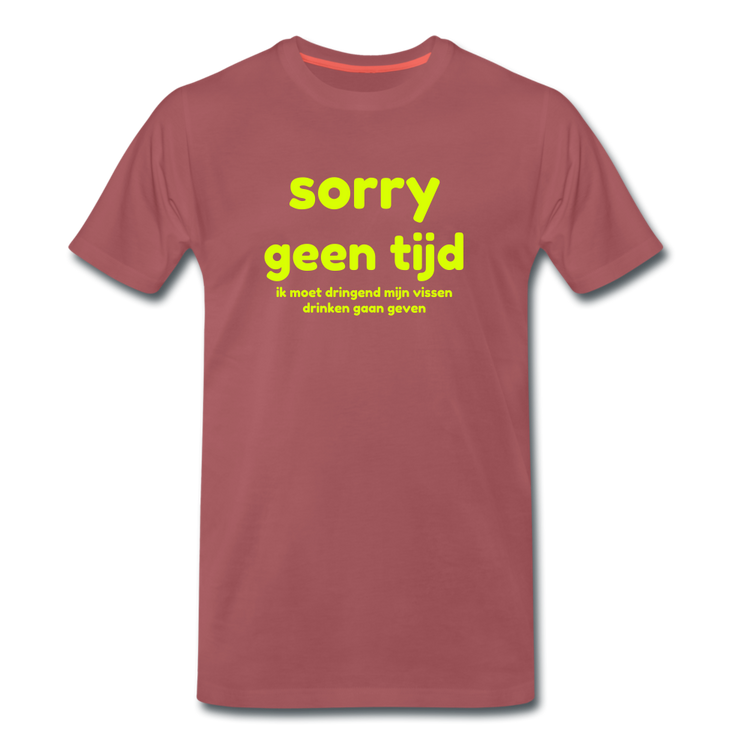 sorry geen tijd - Premium T-Shirt (man) - washed burgundy