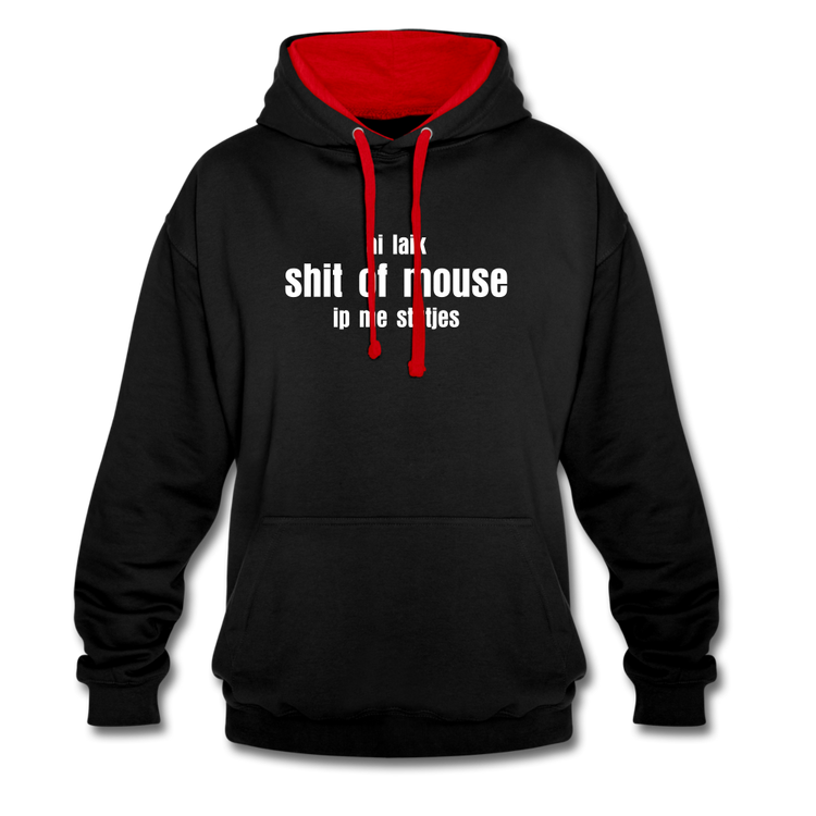 ai laik shit of mouse - Contrast Colour Hoodie (unisex) - zwart/rood