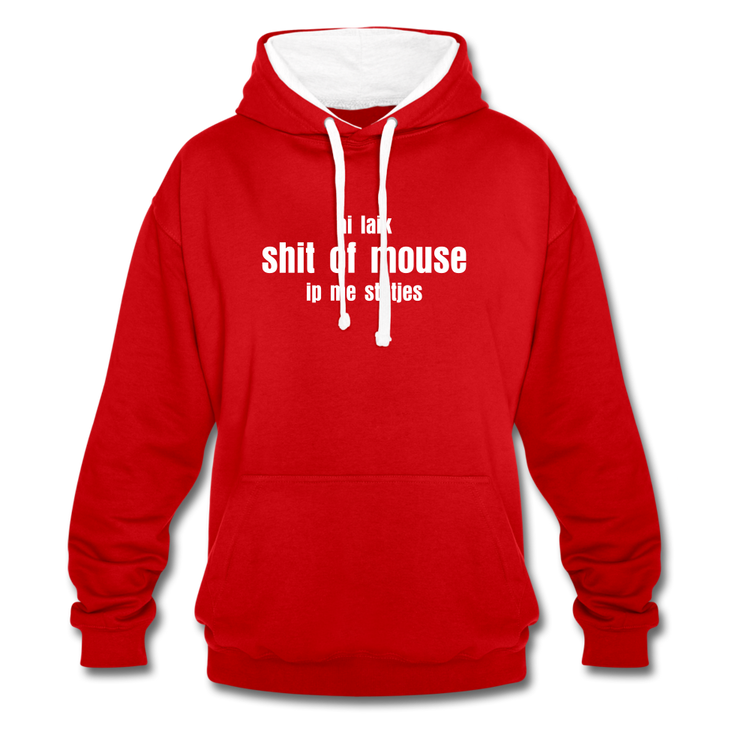 ai laik shit of mouse - Contrast Colour Hoodie (unisex) - rood/wit