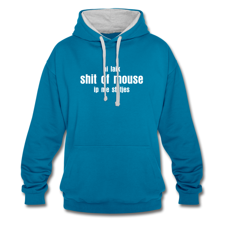 ai laik shit of mouse - Contrast Colour Hoodie (unisex) - pauwblau/grijs gemêleerd