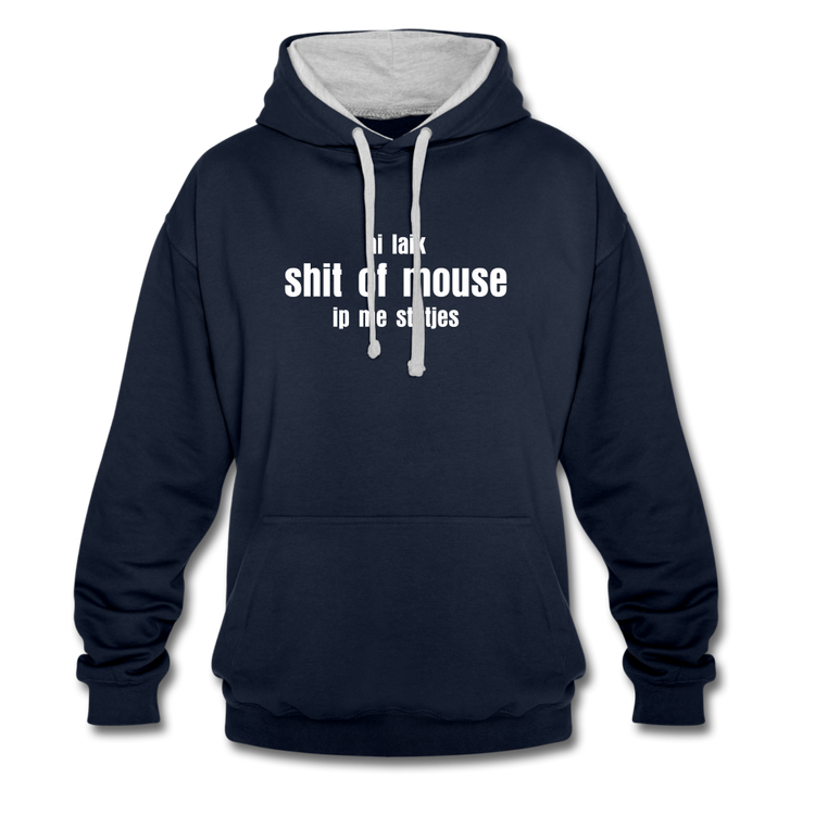 ai laik shit of mouse - Contrast Colour Hoodie (unisex) - navy/grijs gemêleerd