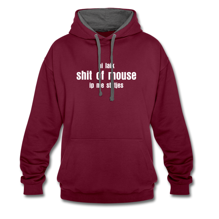ai laik shit of mouse - Contrast Colour Hoodie (unisex) - wijnrood/antraciet