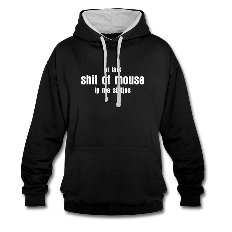 ai laik shit of mouse - Contrast Colour Hoodie (unisex) - zwart/grijs gemêleerd