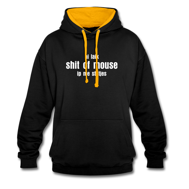 ai laik shit of mouse - Contrast Colour Hoodie (unisex) - zwart/goud