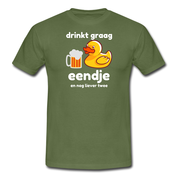 drinkt graag eendje - T-Shirt (man) - militairgroen