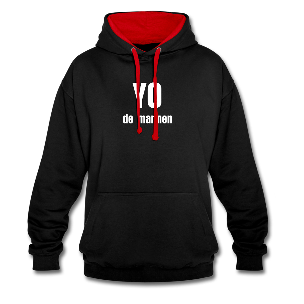 YO de mannen - Contrast Colour Hoodie (unisex) - zwart/rood