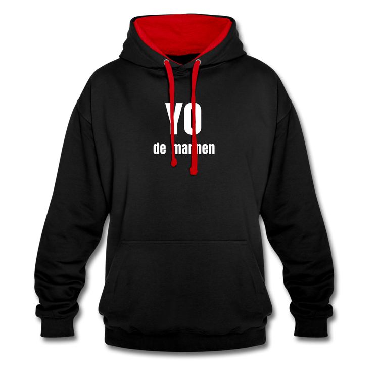 YO de mannen - Contrast Colour Hoodie (unisex) - zwart/rood