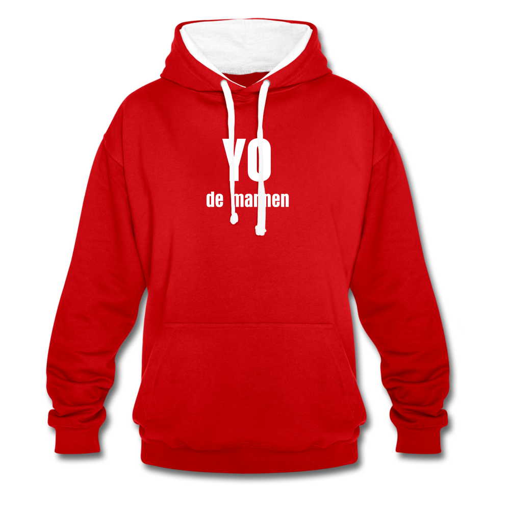YO de mannen - Contrast Colour Hoodie (unisex) - rood/wit