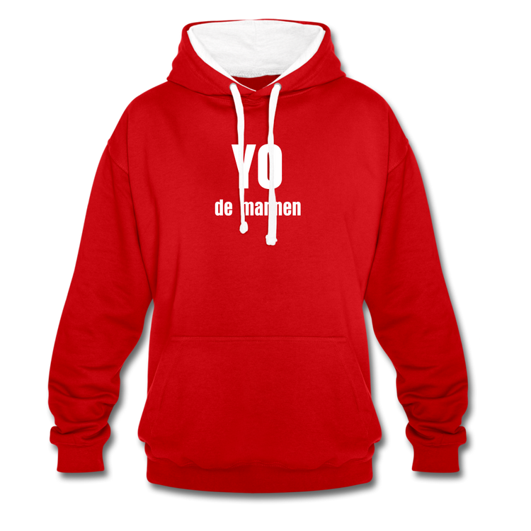 YO de mannen - Contrast Colour Hoodie (unisex) - rood/wit
