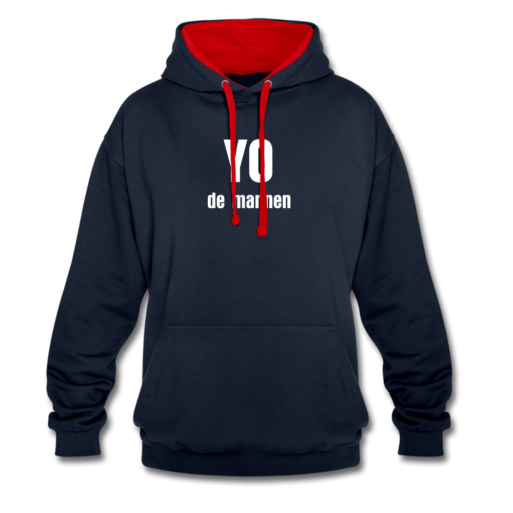 YO de mannen - Contrast Colour Hoodie (unisex) - navy/rood