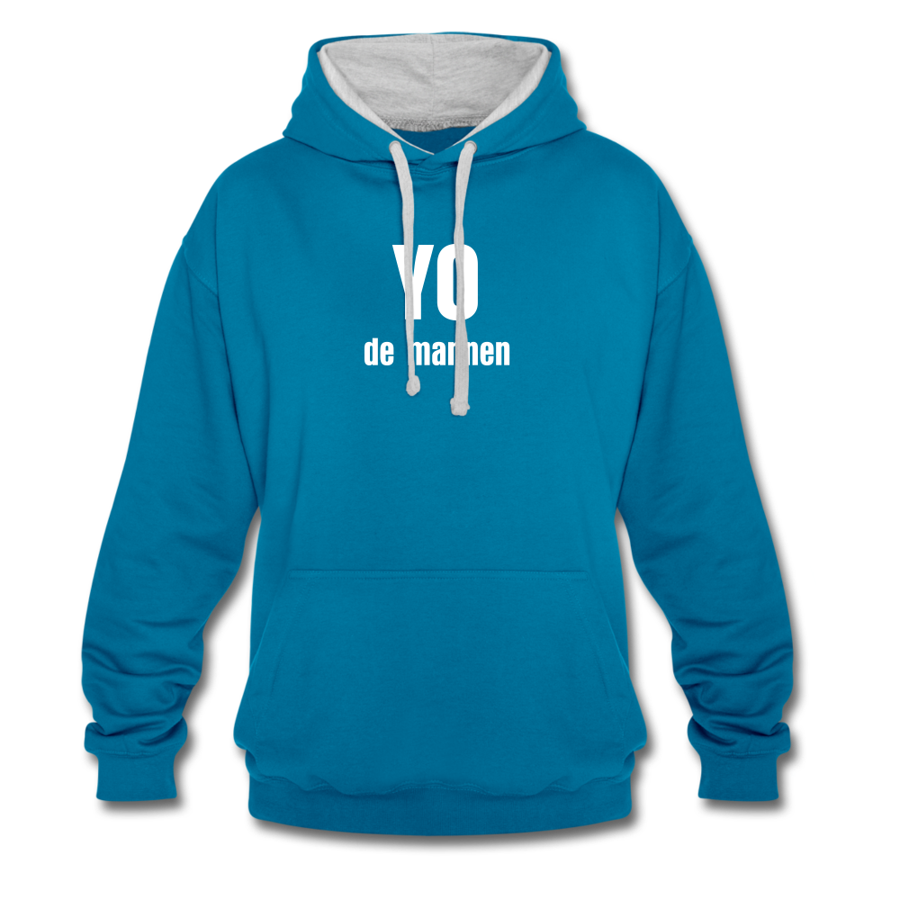 YO de mannen - Contrast Colour Hoodie (unisex) - pauwblau/grijs gemêleerd