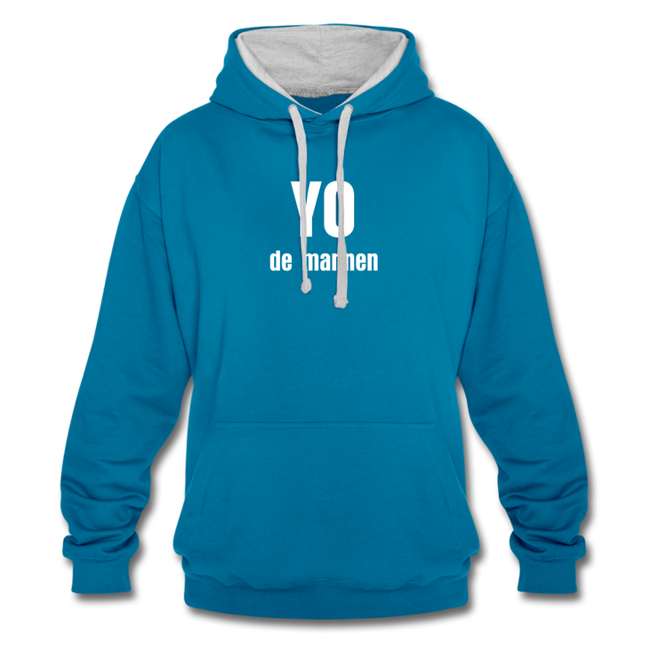 YO de mannen - Contrast Colour Hoodie (unisex) - pauwblau/grijs gemêleerd