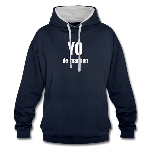 YO de mannen - Contrast Colour Hoodie (unisex) - navy/grijs gemêleerd