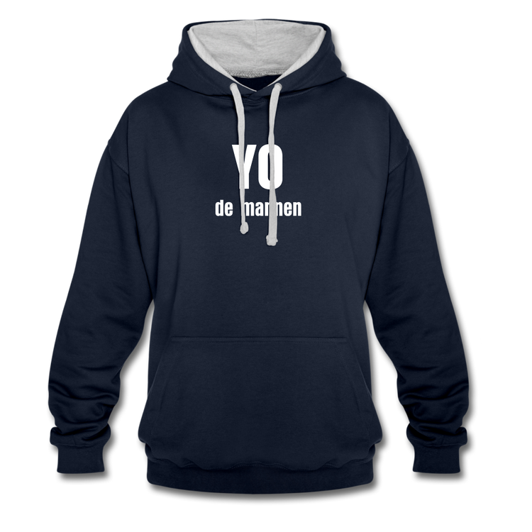 YO de mannen - Contrast Colour Hoodie (unisex) - navy/grijs gemêleerd