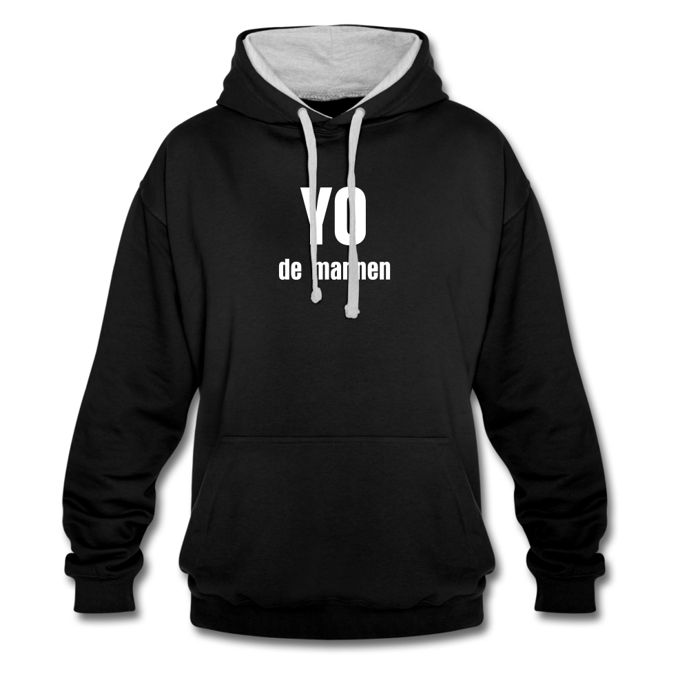 YO de mannen - Contrast Colour Hoodie (unisex) - zwart/grijs gemêleerd