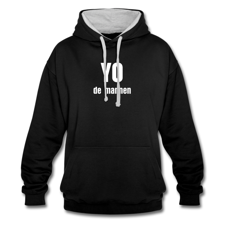 YO de mannen - Contrast Colour Hoodie (unisex) - zwart/grijs gemêleerd