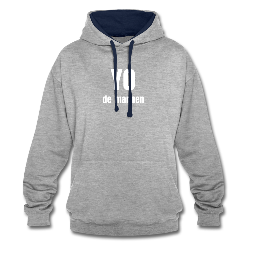 YO de mannen - Contrast Colour Hoodie (unisex) - grijs gemêleerd/navy