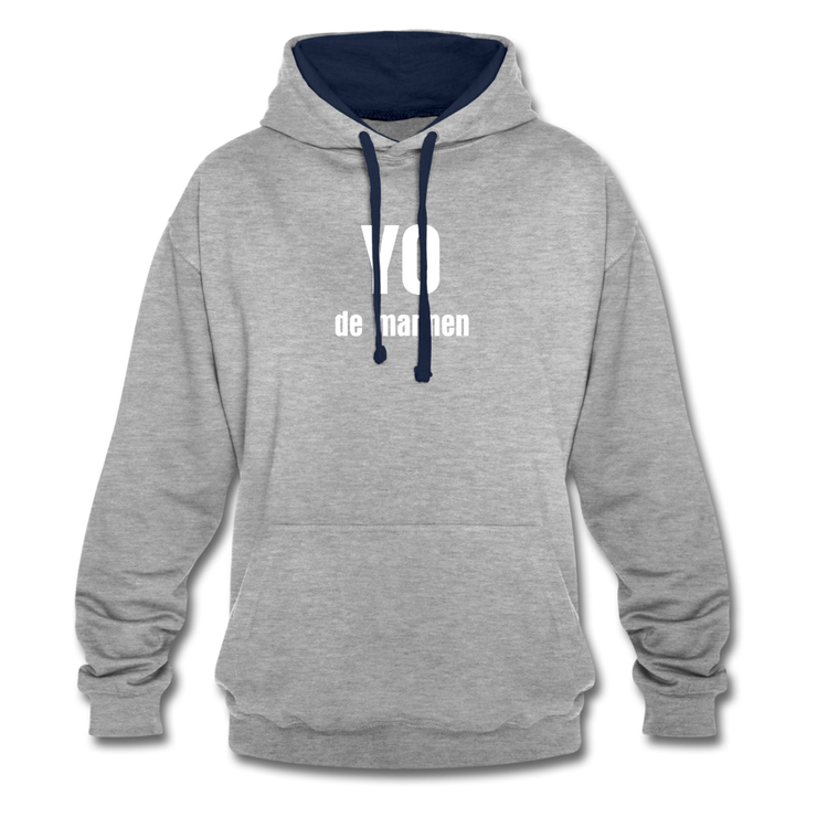 YO de mannen - Contrast Colour Hoodie (unisex) - grijs gemêleerd/navy