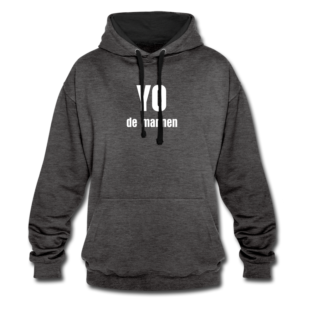 YO de mannen - Contrast Colour Hoodie (unisex) - antraciet/zwart