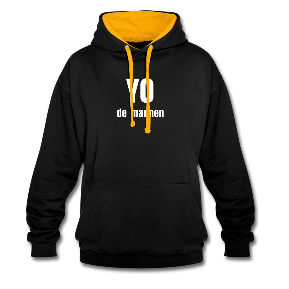 YO de mannen - Contrast Colour Hoodie (unisex) - zwart/goud