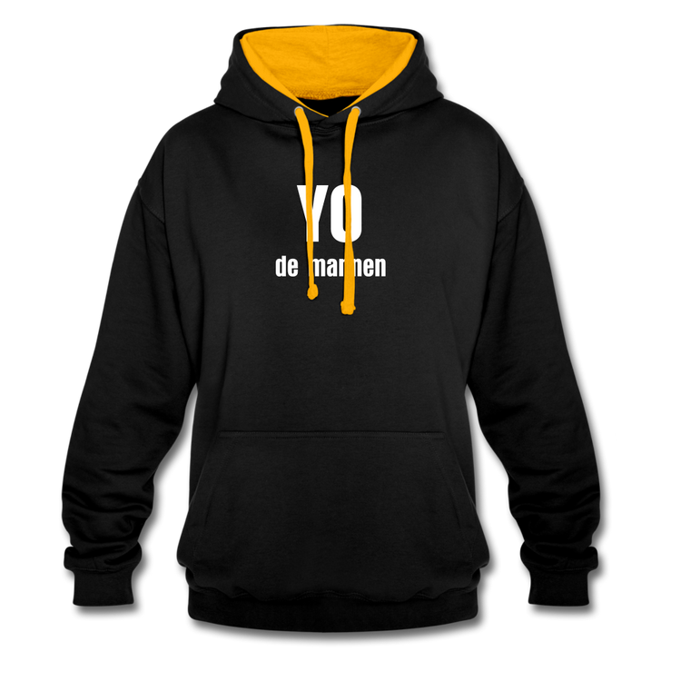 YO de mannen - Contrast Colour Hoodie (unisex) - zwart/goud