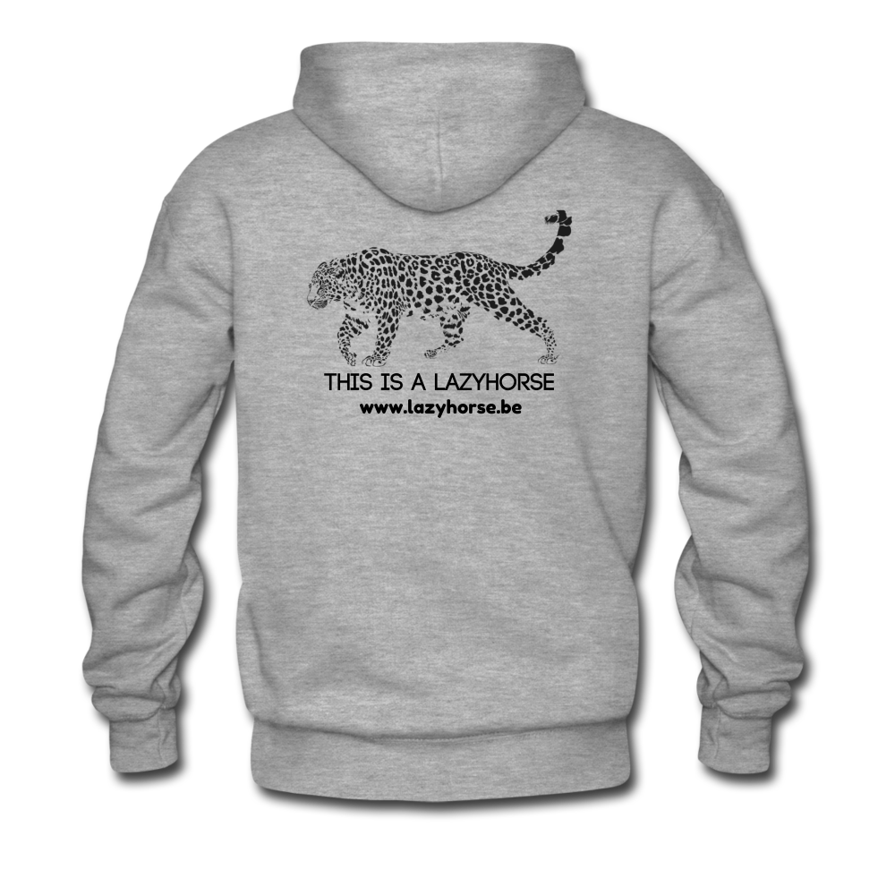 this is a lazyhorse - Premium hoodie (man) - grijs gemêleerd