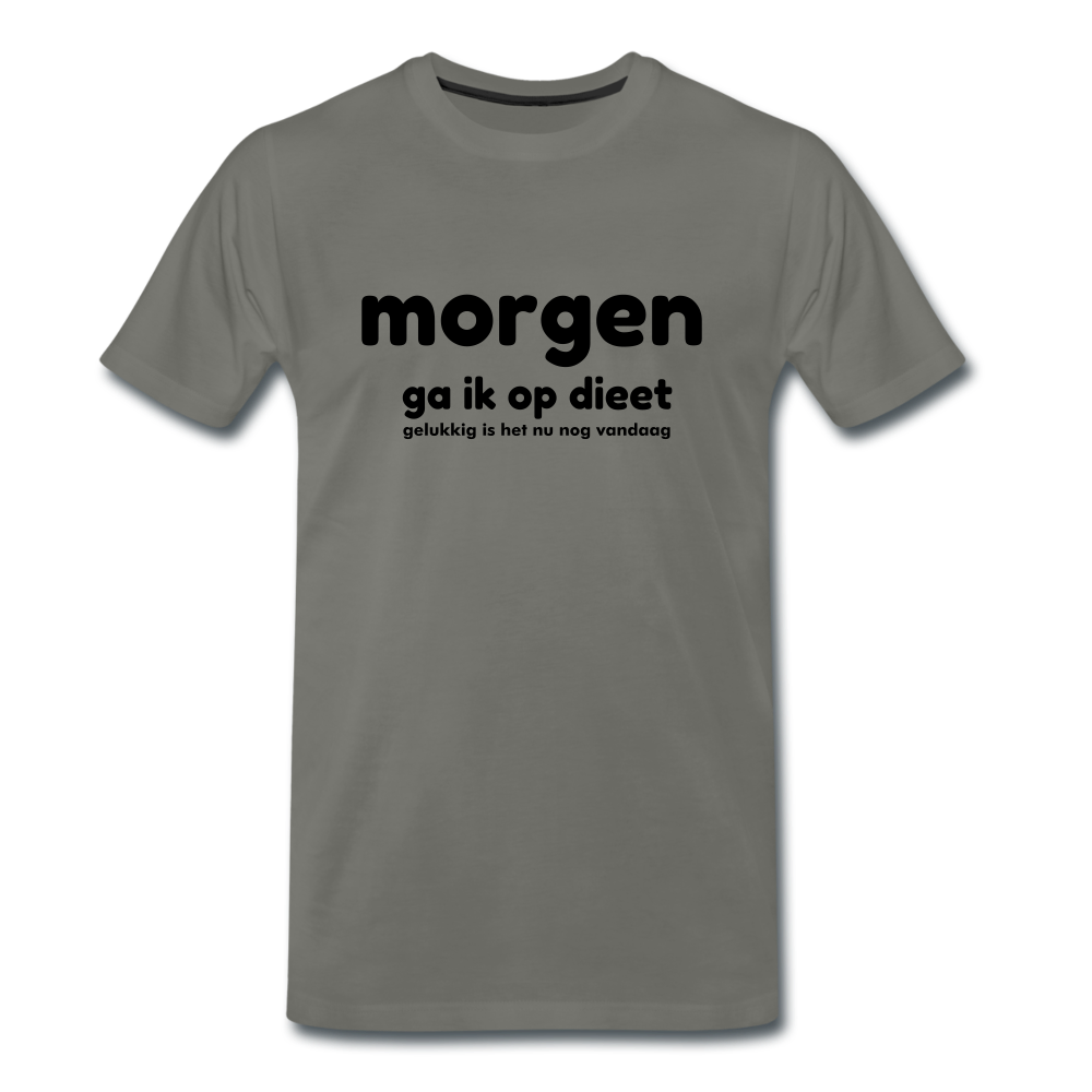 morgen ga ik op dieet  - Premium T-Shirt (man) - asfalt