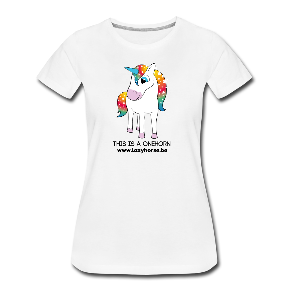 this is a onehorn - Premium T-Shirt (vrouw) - wit