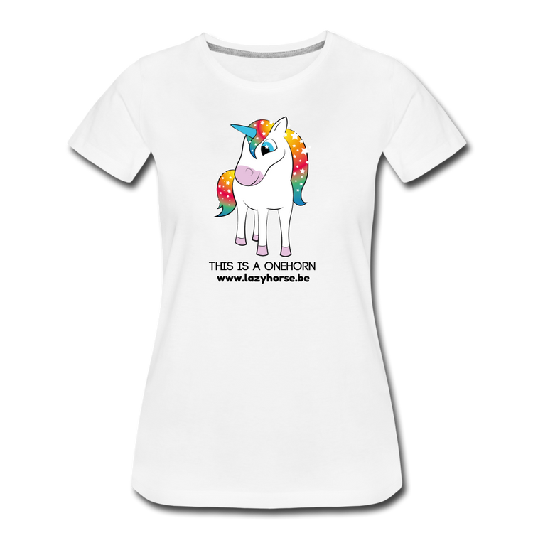 this is a onehorn - Premium T-Shirt (vrouw) - wit