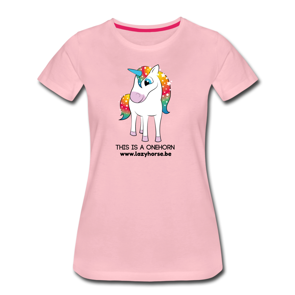 this is a onehorn - Premium T-Shirt (vrouw) - lichtroze