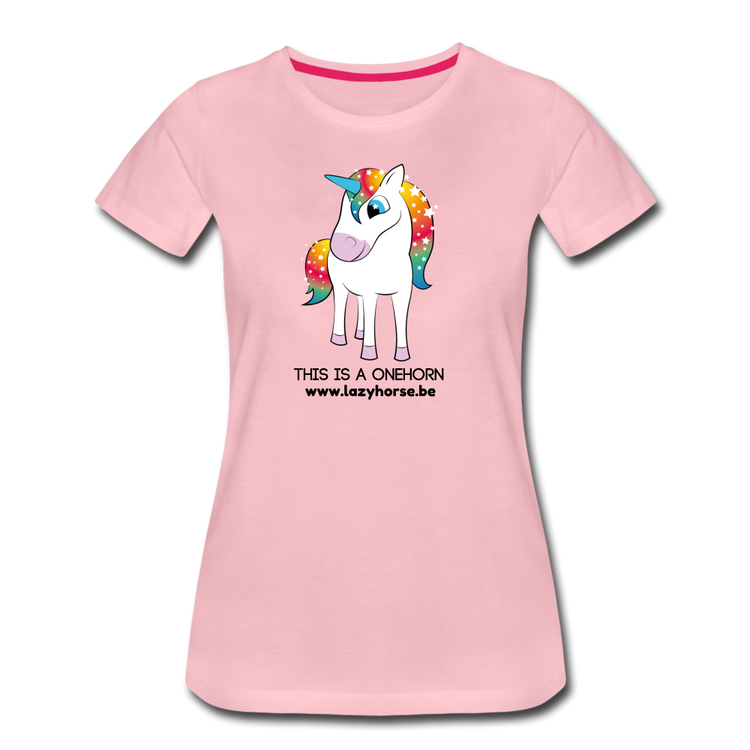 this is a onehorn - Premium T-Shirt (vrouw) - lichtroze