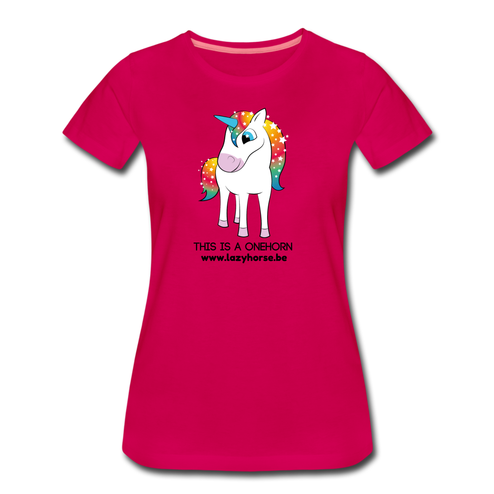 this is a onehorn - Premium T-Shirt (vrouw) - donker roze