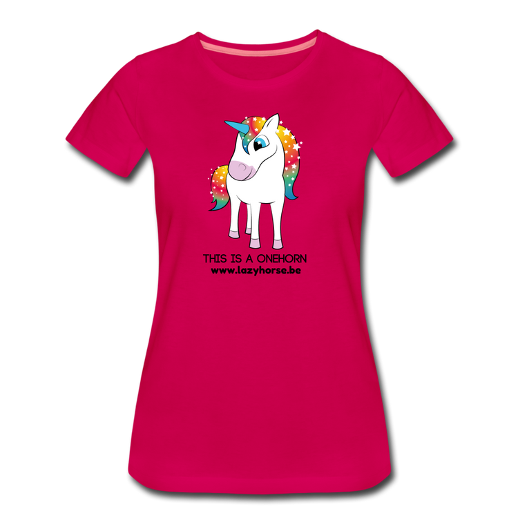 this is a onehorn - Premium T-Shirt (vrouw) - donker roze