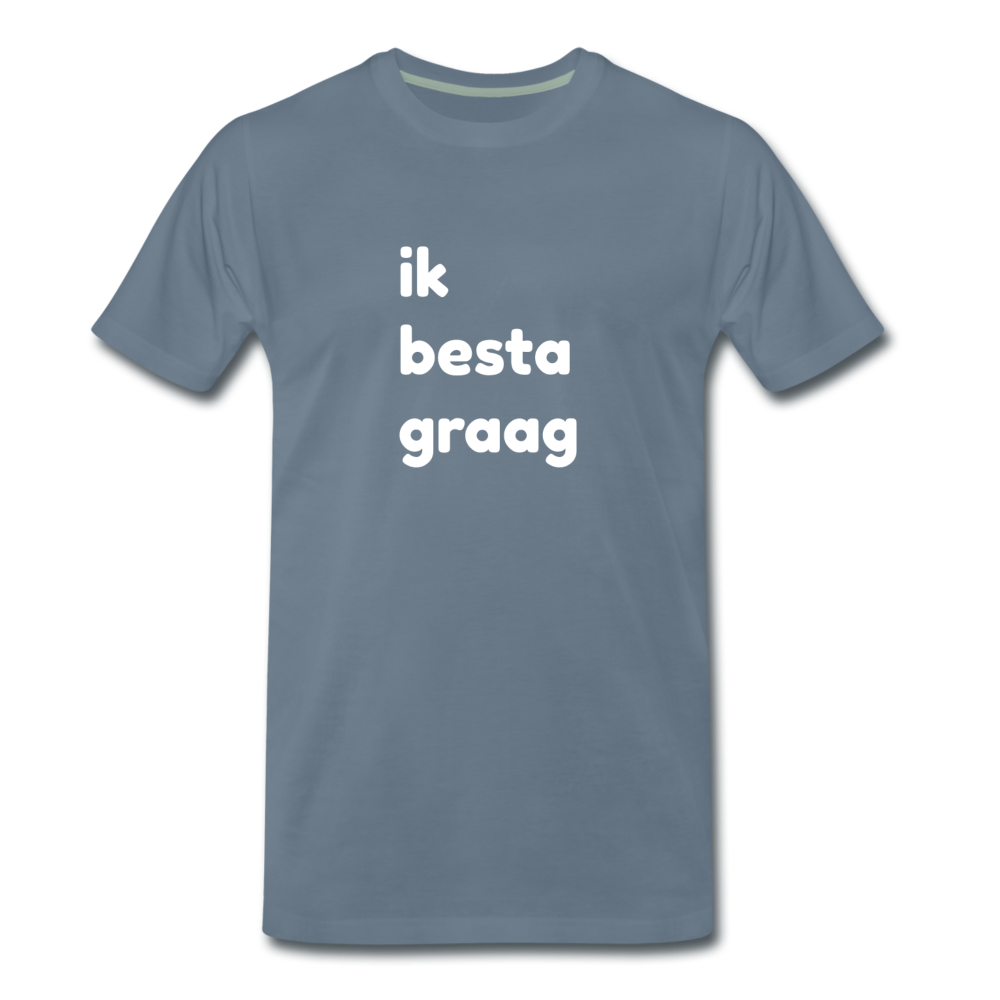 ik besta graag - premium T-shirt (man) - blauwgrijs