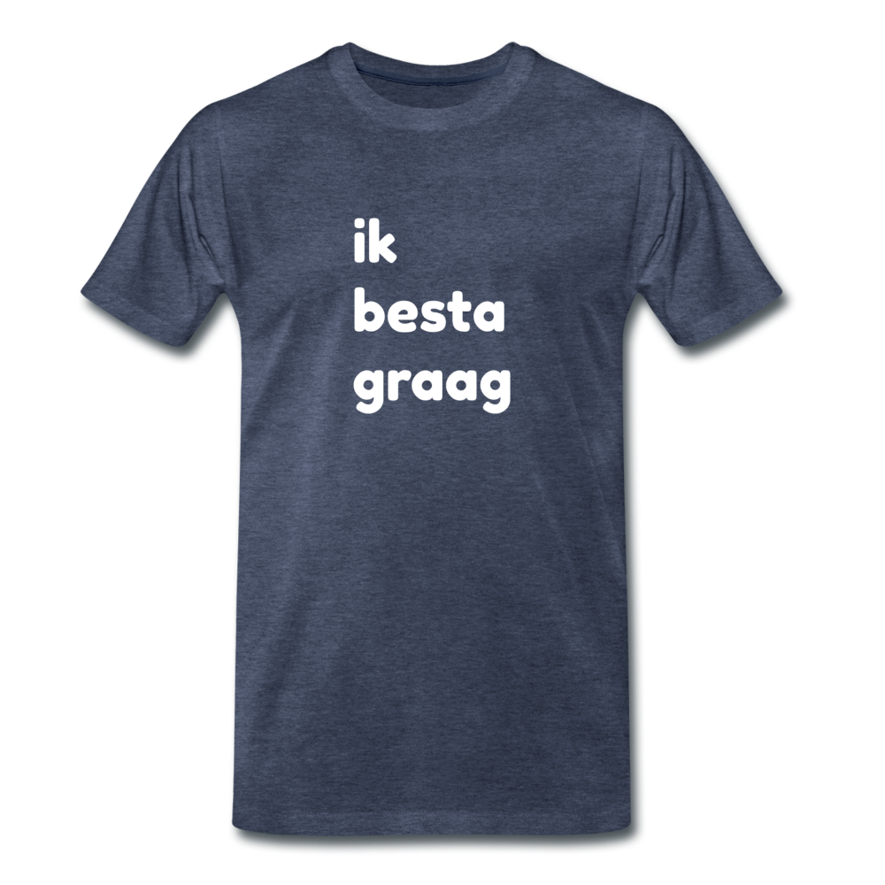 ik besta graag - premium T-shirt (man) - blauw gemêleerd