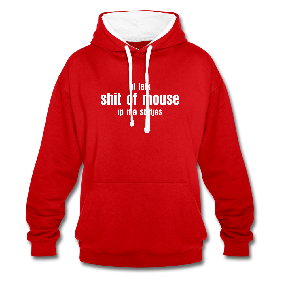 ai laik shit of mouse - Contrast Colour Hoodie (unisex) - rood/wit
