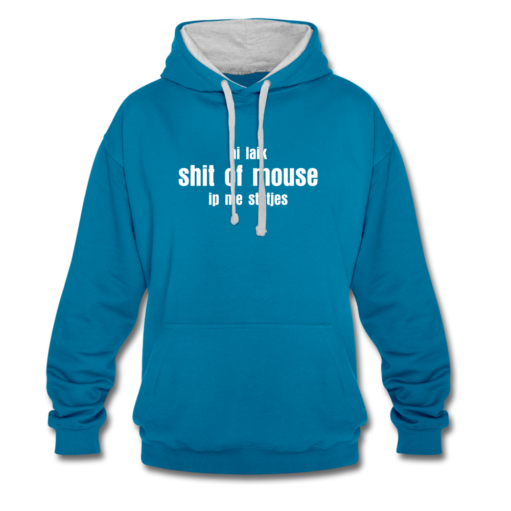 ai laik shit of mouse - Contrast Colour Hoodie (unisex) - pauwblau/grijs gemêleerd