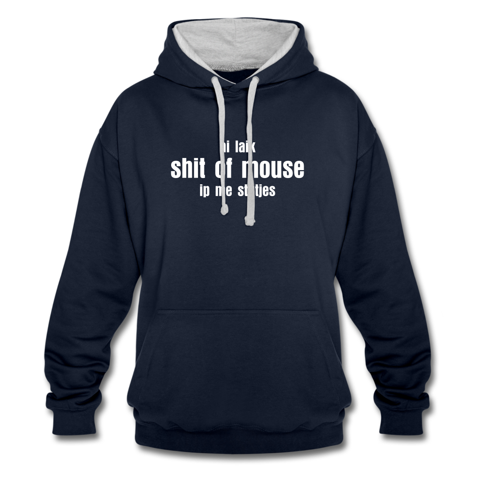 ai laik shit of mouse - Contrast Colour Hoodie (unisex) - navy/grijs gemêleerd