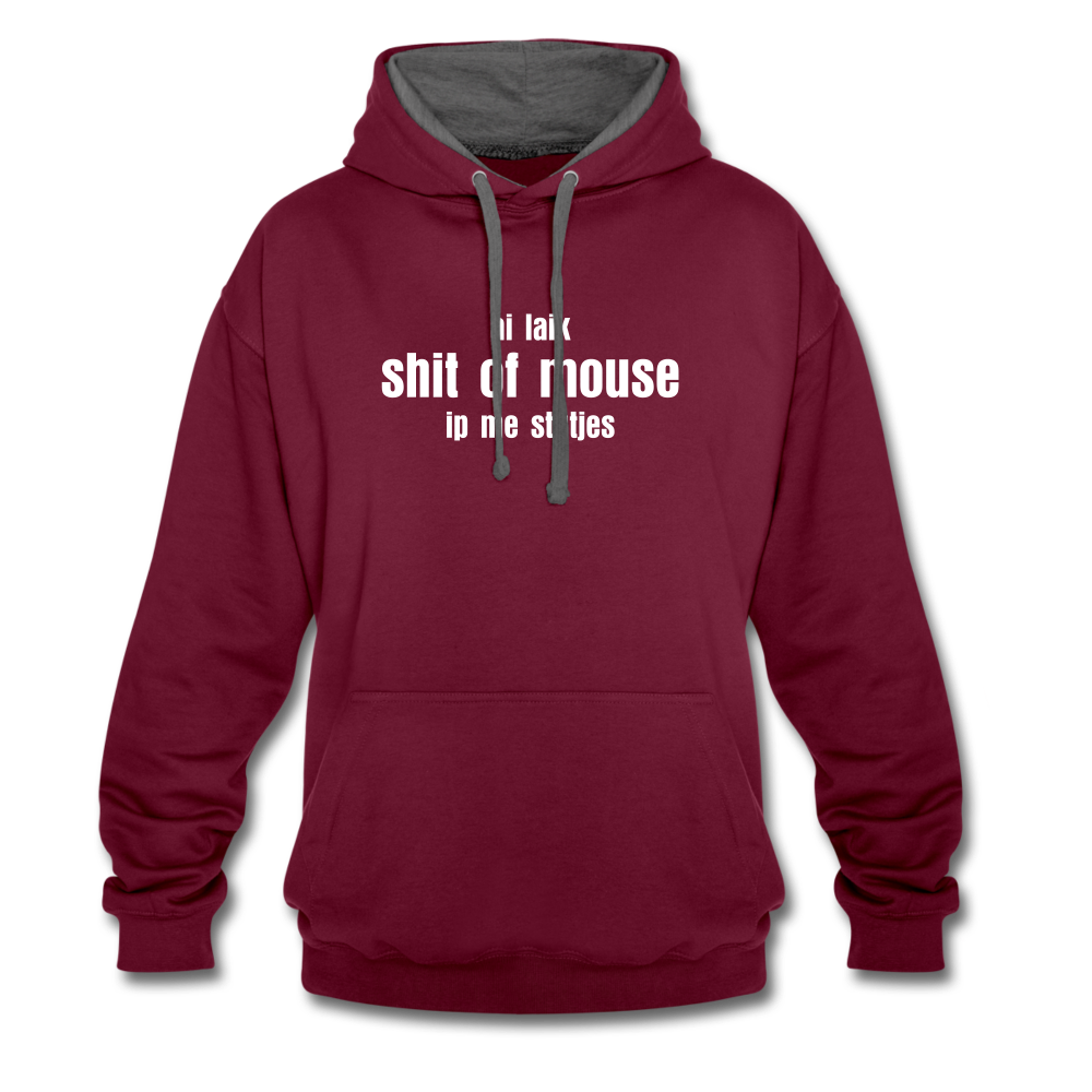 ai laik shit of mouse - Contrast Colour Hoodie (unisex) - wijnrood/antraciet