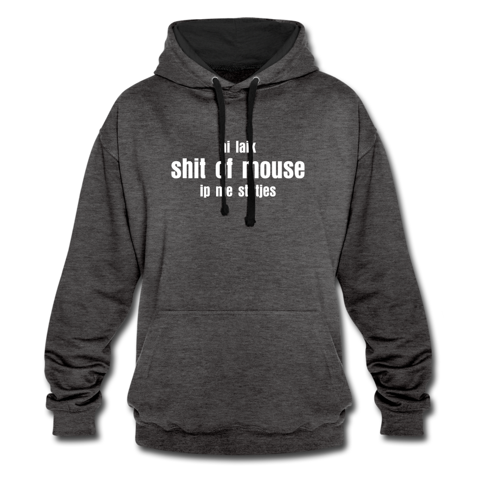 ai laik shit of mouse - Contrast Colour Hoodie (unisex) - antraciet/zwart