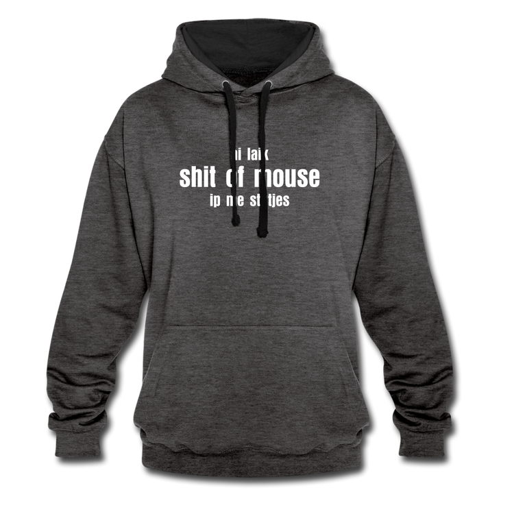 ai laik shit of mouse - Contrast Colour Hoodie (unisex) - antraciet/zwart