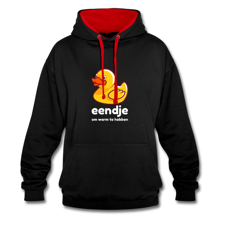 eendje om warm te hebben - Unisex Contrast Hoodie - zwart/rood