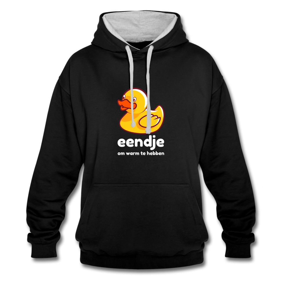 eendje om warm te hebben - Unisex Contrast Hoodie - zwart/grijs gemêleerd