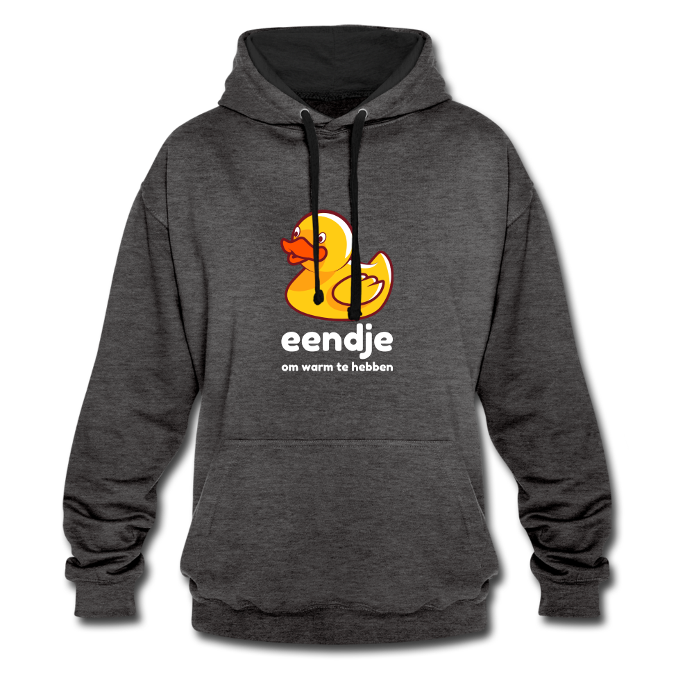 eendje om warm te hebben - Unisex Contrast Hoodie - antraciet/zwart